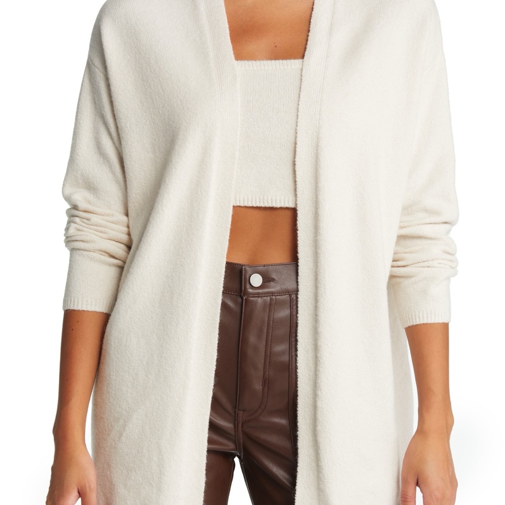 Women's Cream Open-Front Sweater